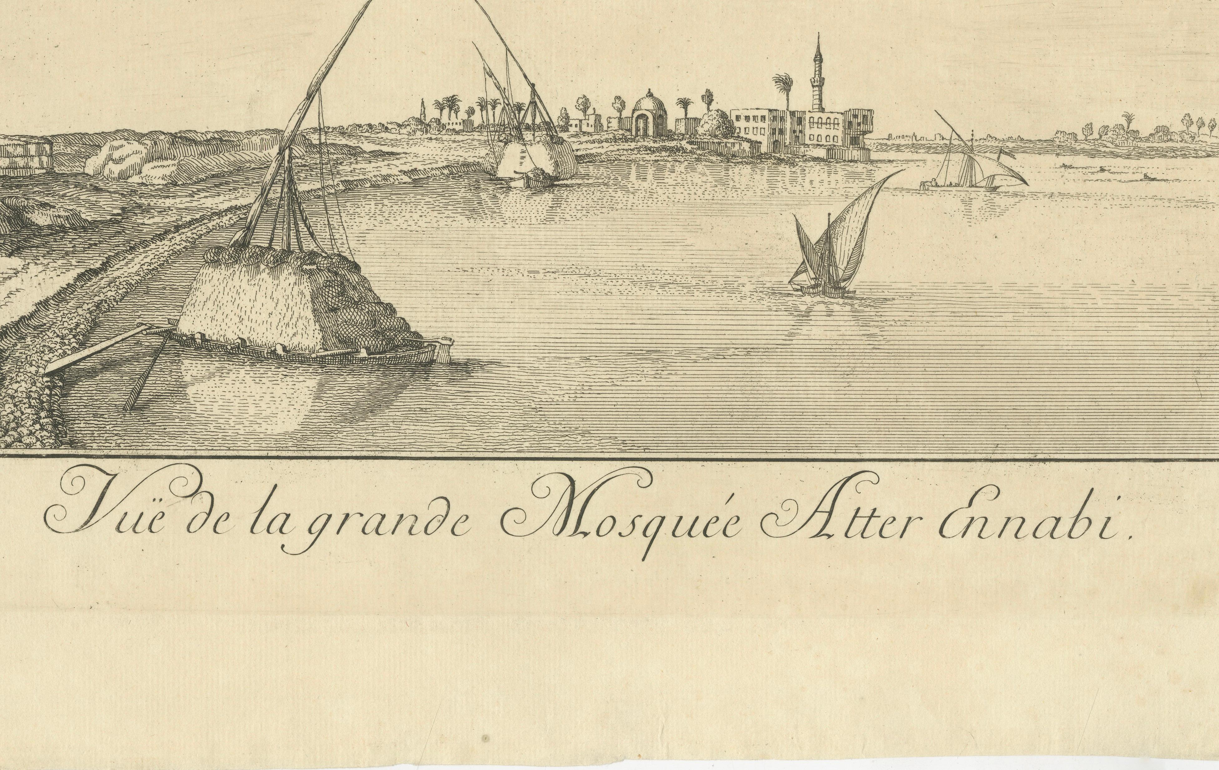 View of the Great Mosque Atter Ennabi, Egypt – Norden Copper Engraving 1755