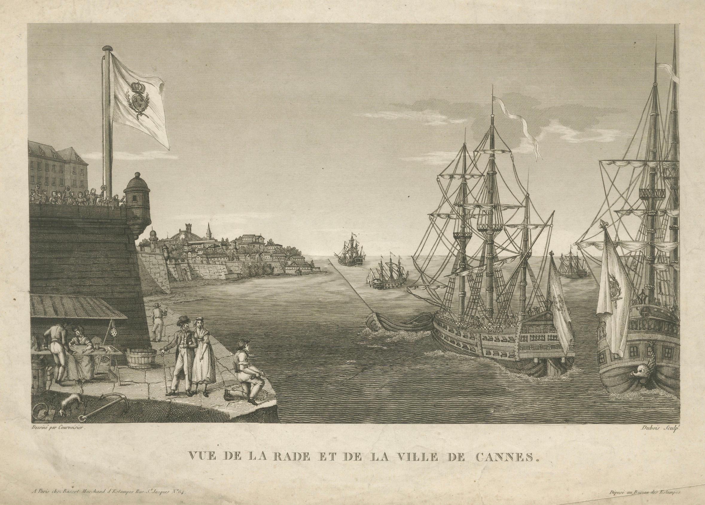 View of the Harbor of Cannes – Engraving by Dubois after Courvoisier, 1784