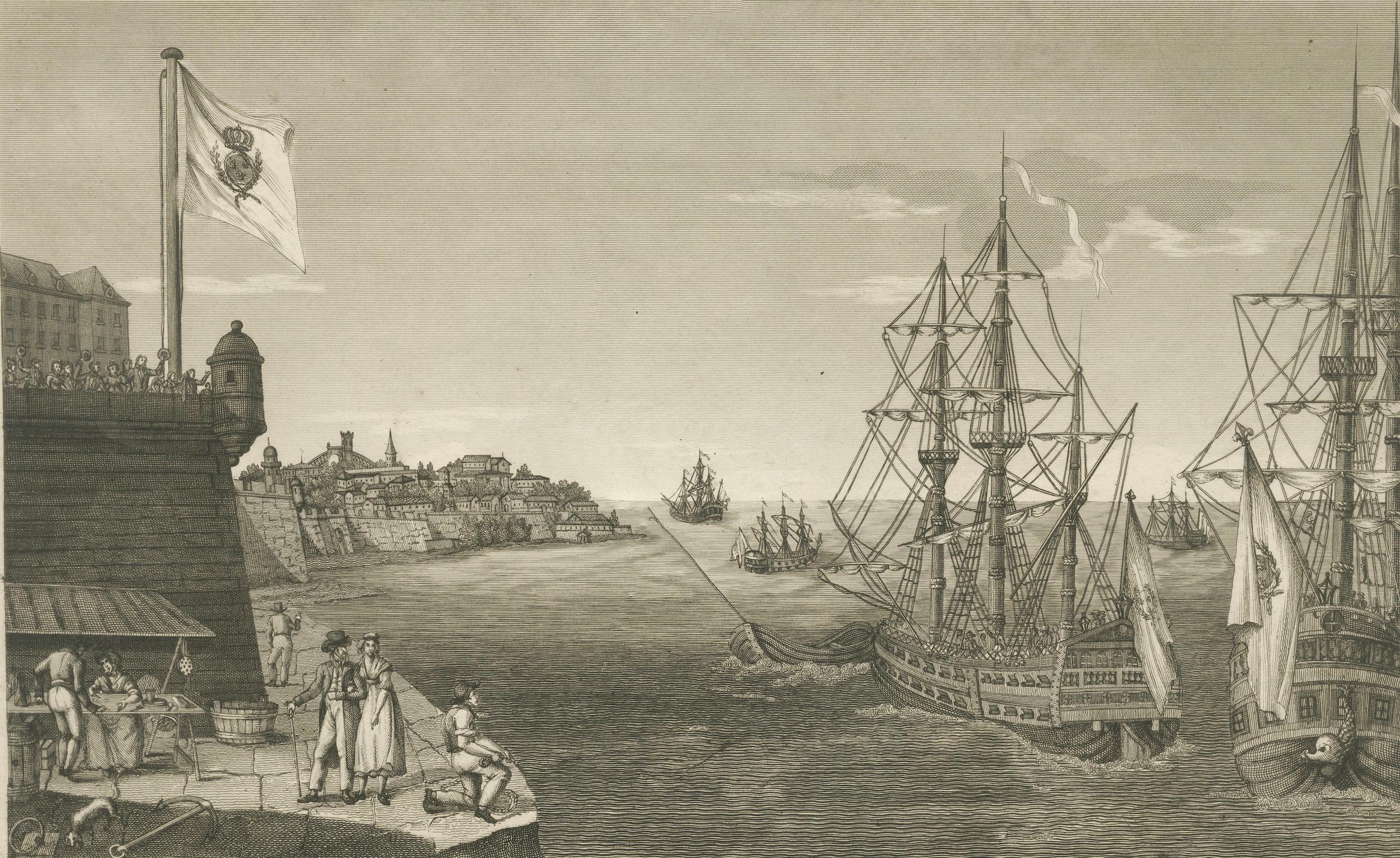 View of the Harbor of Cannes – Engraving by Dubois after Courvoisier, 1784