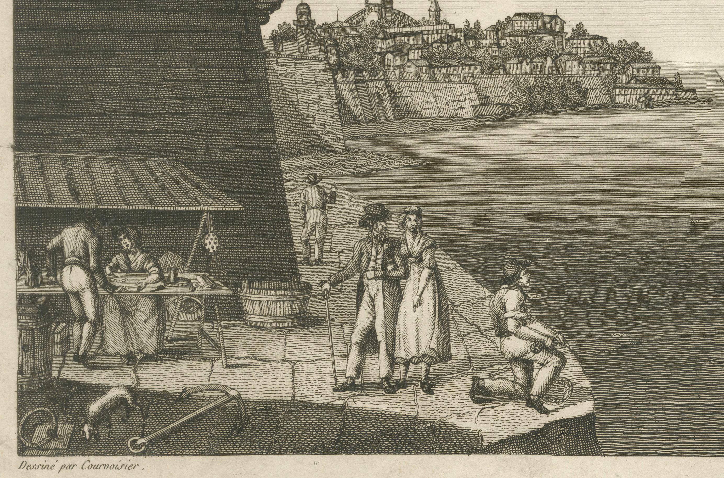 View of the Harbor of Cannes – Engraving by Dubois after Courvoisier, 1784