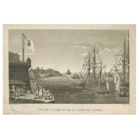 View of the Harbor of Cannes – Engraving by Dubois after Courvoisier, 1784