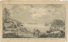 View of the Harbor of St Pierre, Newfoundland – Early French Coastal Engraving