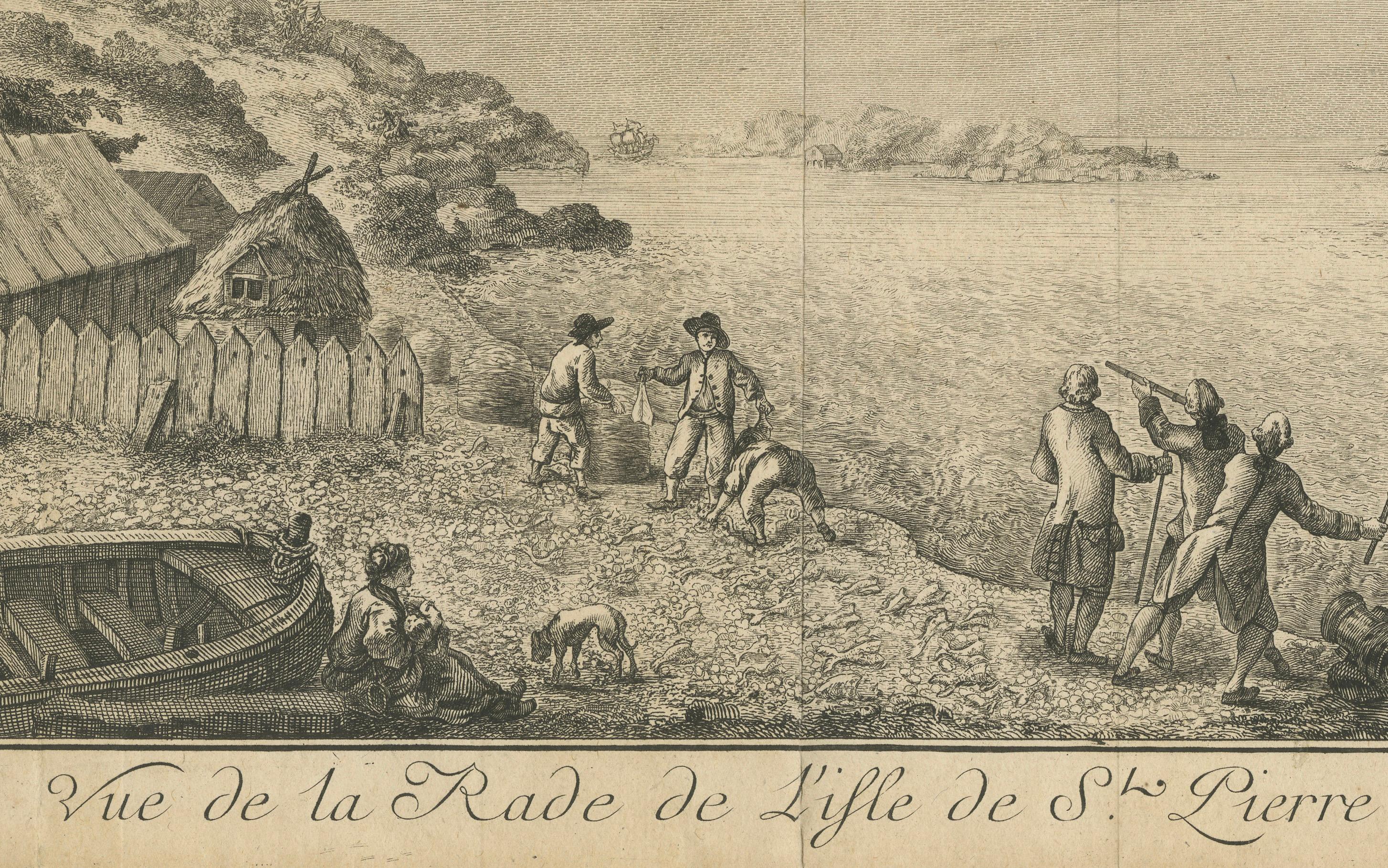 View of the Harbor of St Pierre, Newfoundland – Early French Coastal Engraving