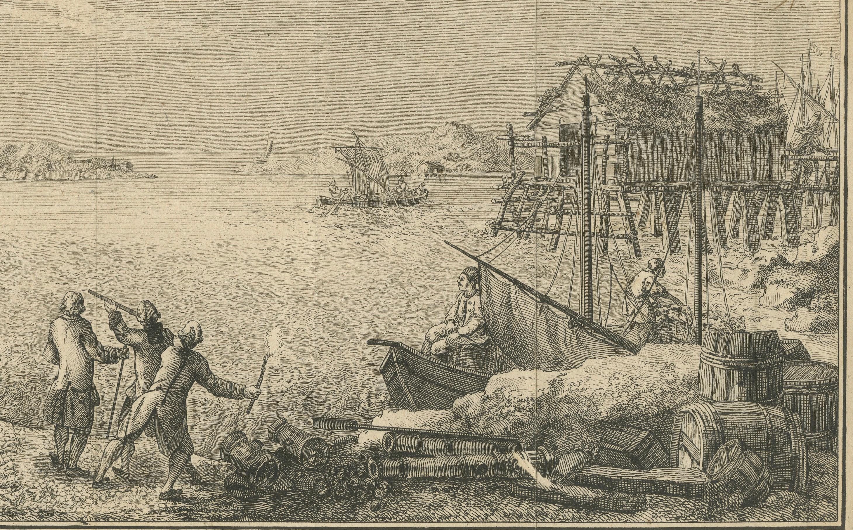 View of the Harbor of St Pierre, Newfoundland – Early French Coastal Engraving