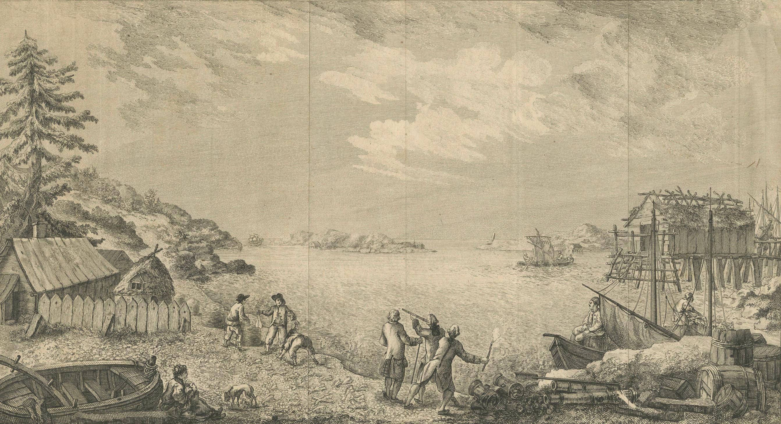 View of the Harbor of St Pierre, Newfoundland – Early French Coastal Engraving