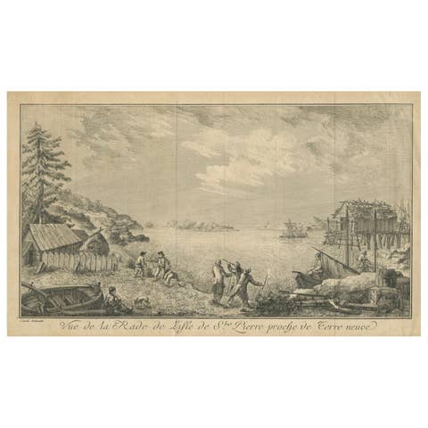 View of the Harbor of St Pierre, Newfoundland – Early French Coastal Engraving