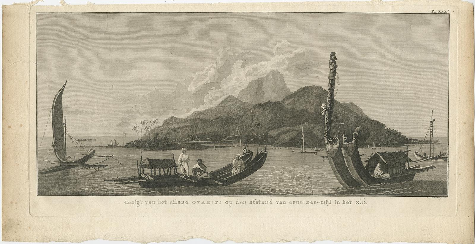 Gravure ancienne de Polynésie intitulée 