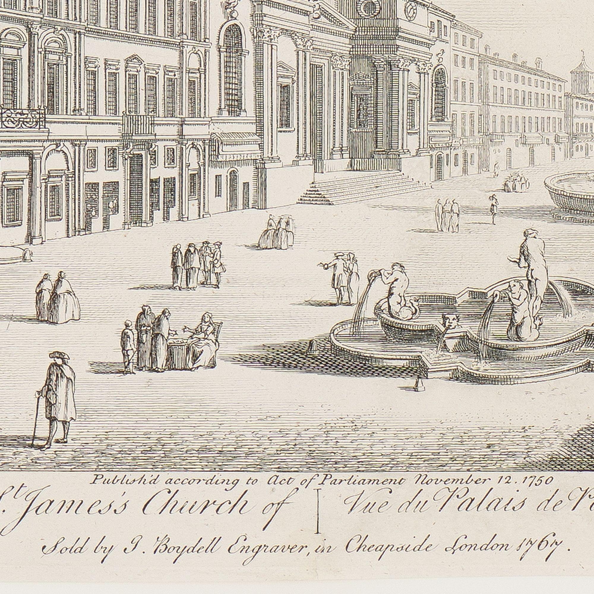 Mid-18th Century View of the Palazzo Pamphili and Piazza Navona in Rome by Le Geuy, 1767 For Sale