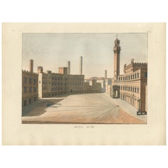 View of the Piazza del Campo and Palazzo Pubblico in Siena, 14th Century, 1845