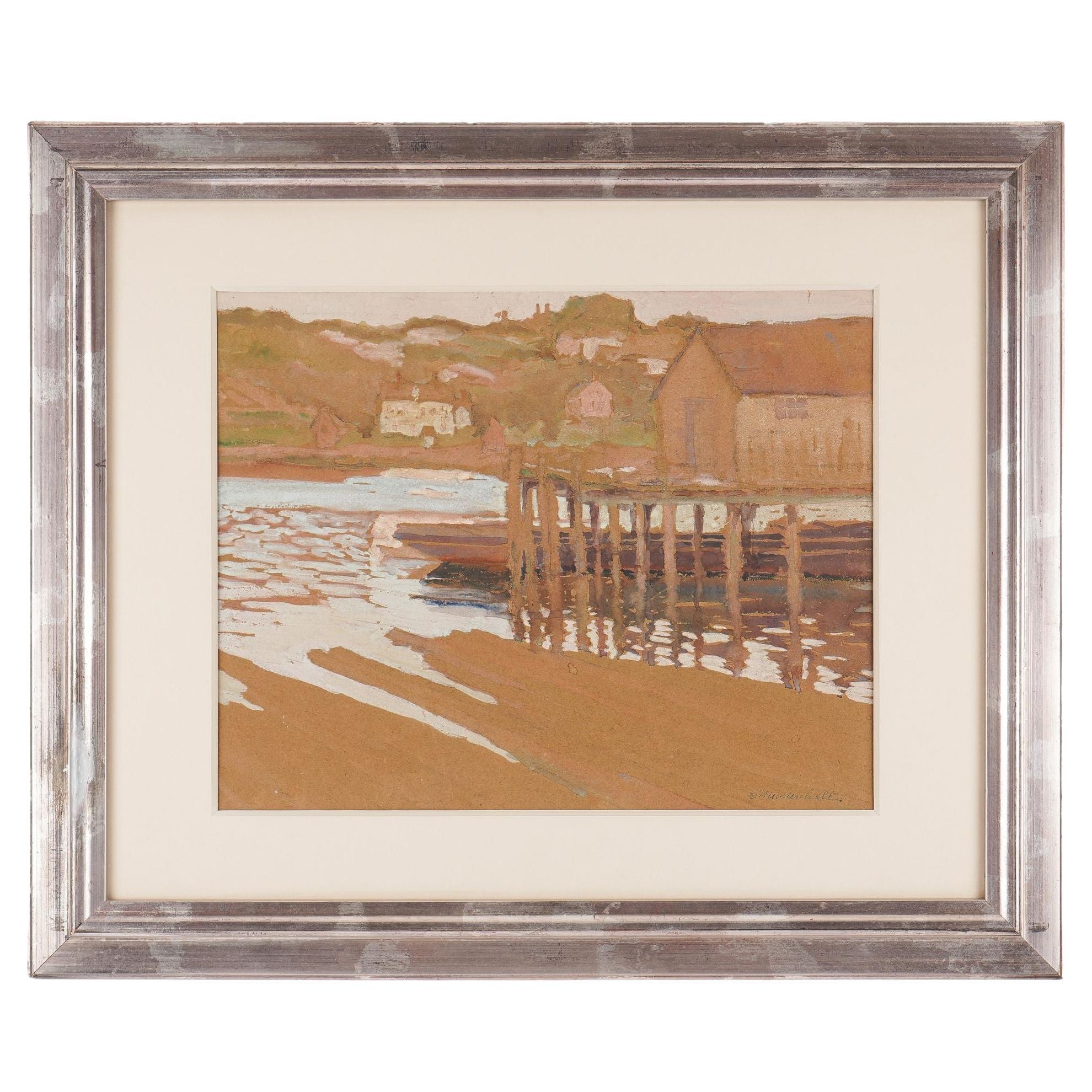 View of the piers in Rockport, Massachusetts by Emma Mendenhall, c. 1910 For Sale