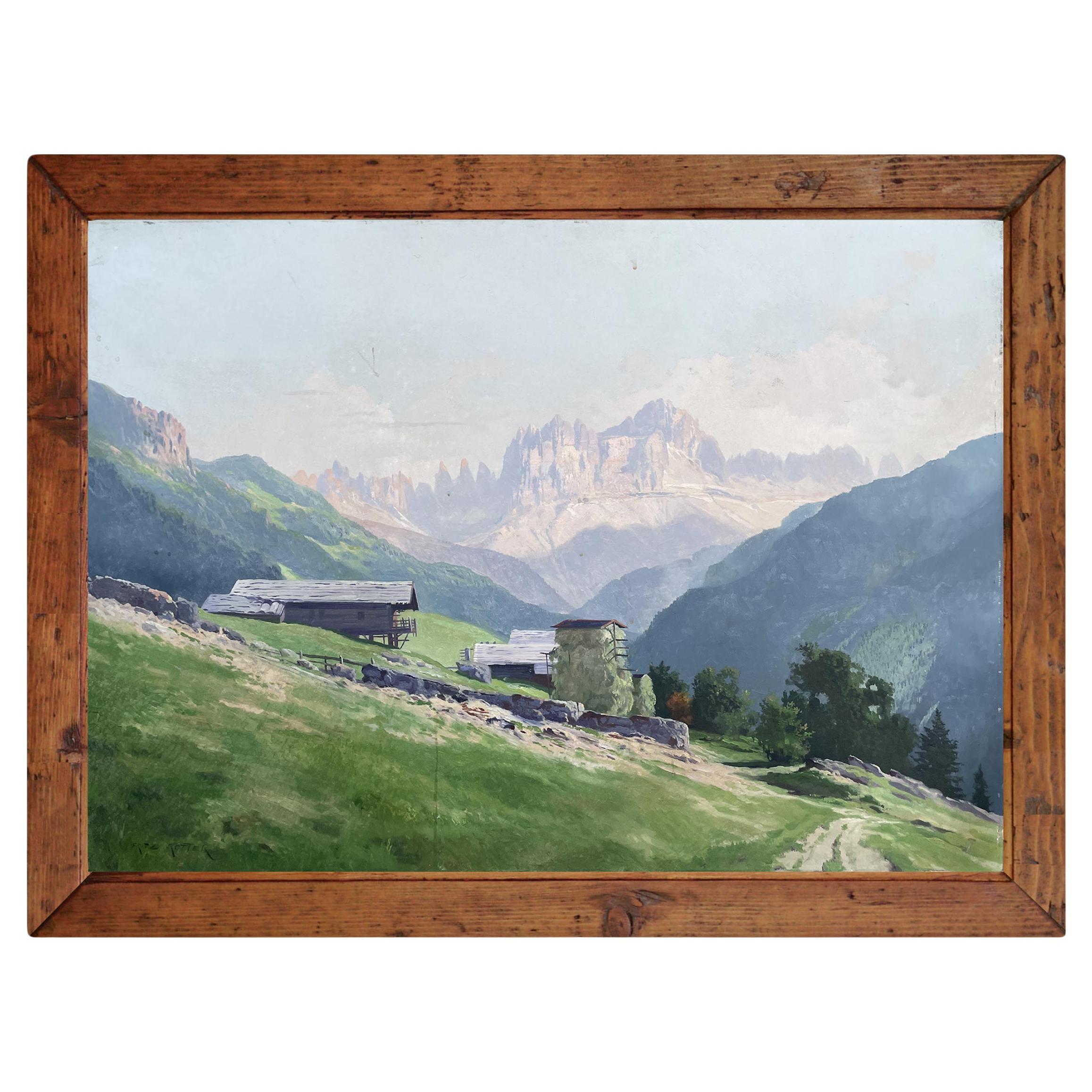 Blick auf den Rosengarten, Italienische Dolomiten von Fritz Rotter Öl auf Leinwand im Angebot