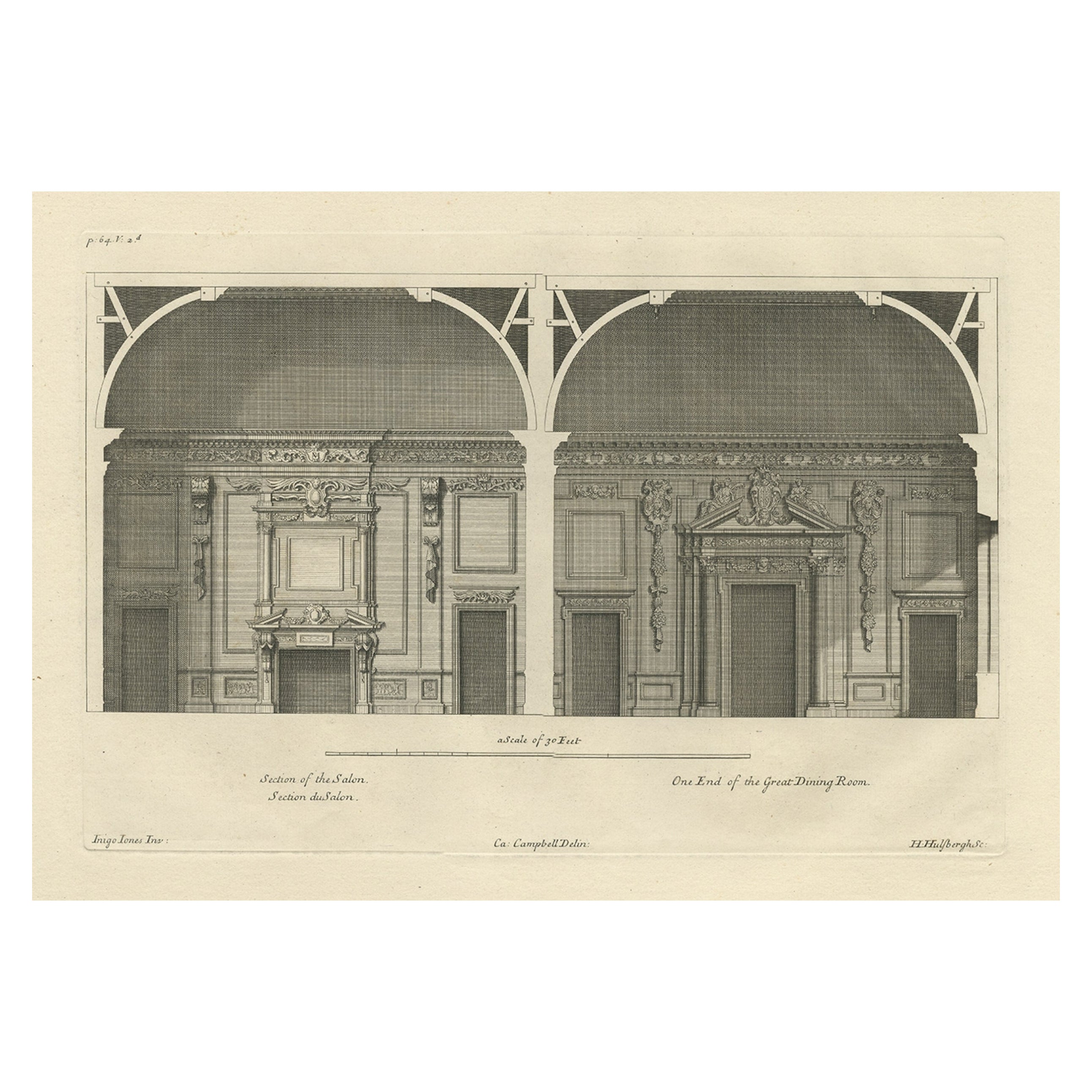 Vue du salon et de la salle à manger de  Wilton House à Salisbury, Wiltshire, 1717