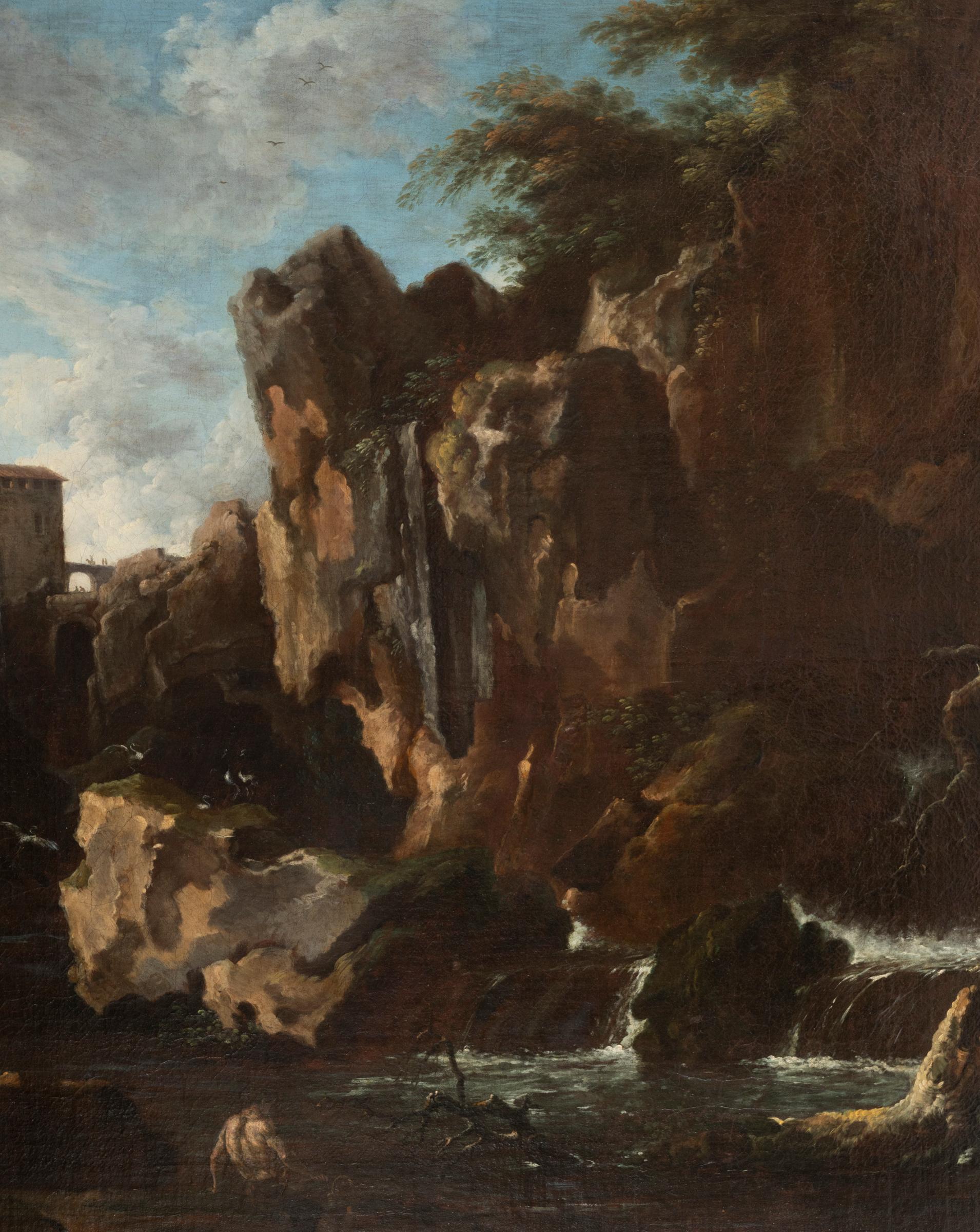 Louis XVI View of the Tivoli Waterfall, Claude Joseph Vernet's Entourage, 18th Century For Sale