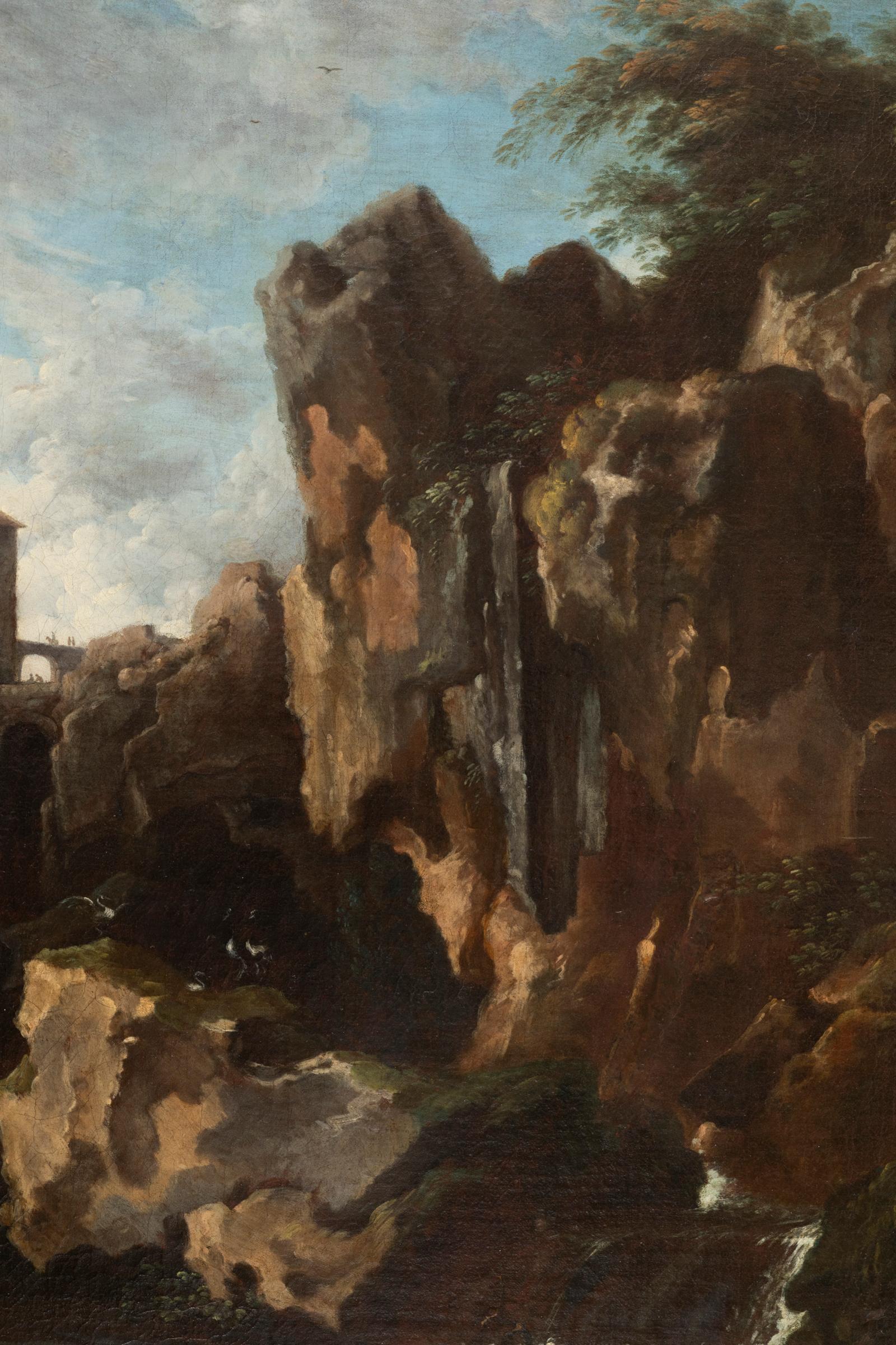 View of the Tivoli Waterfall, Claude Joseph Vernet's Entourage, 18th Century For Sale 1