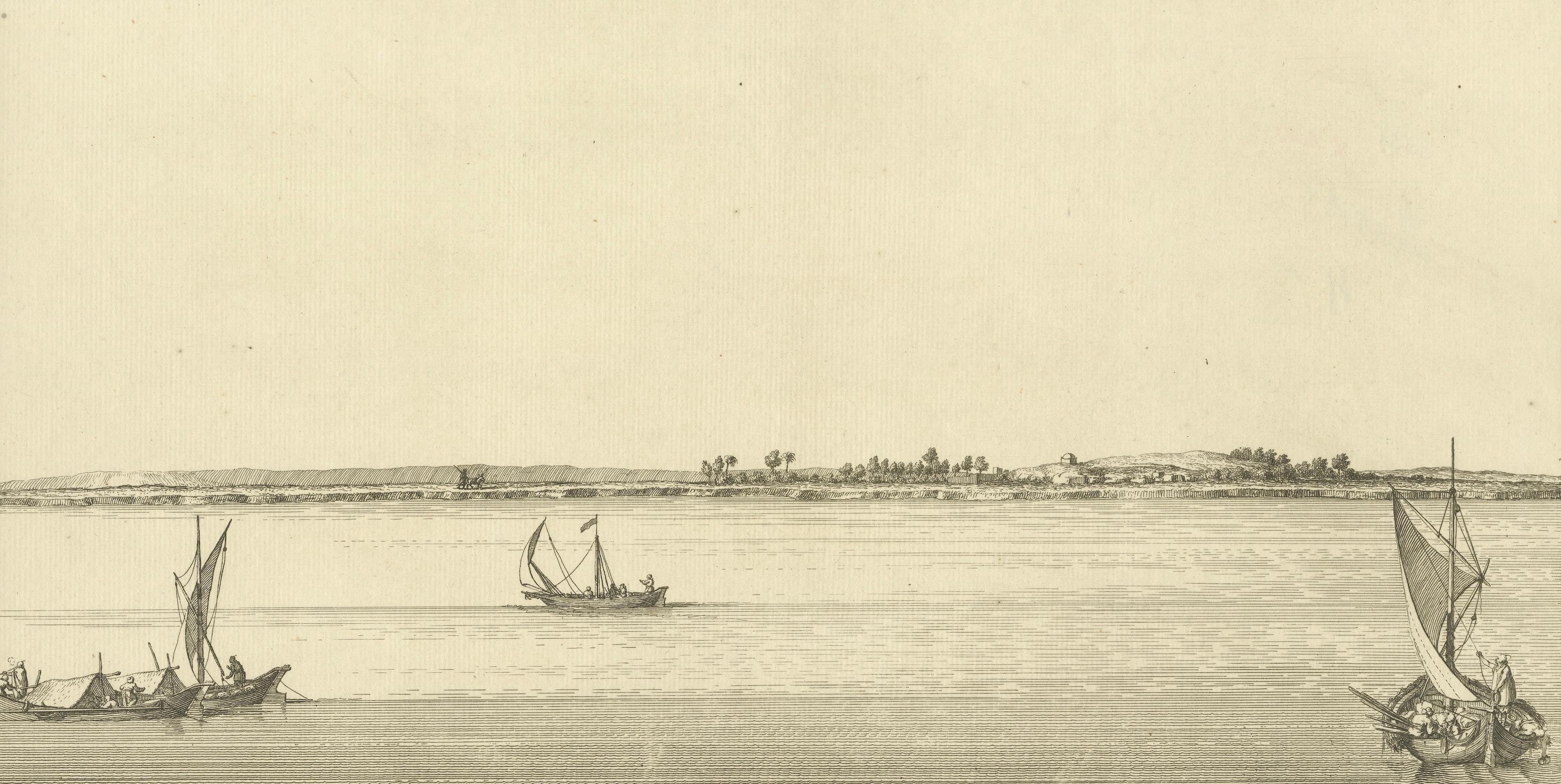 View of the Village of Schub, Nile Egypt – Norden Copper Engraving 1755