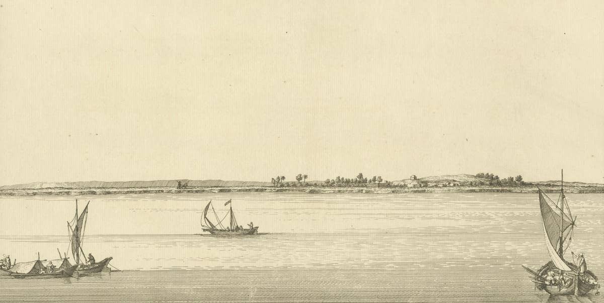 View of the Village of Schub, Nile Egypt – Norden Copper Engraving 1755