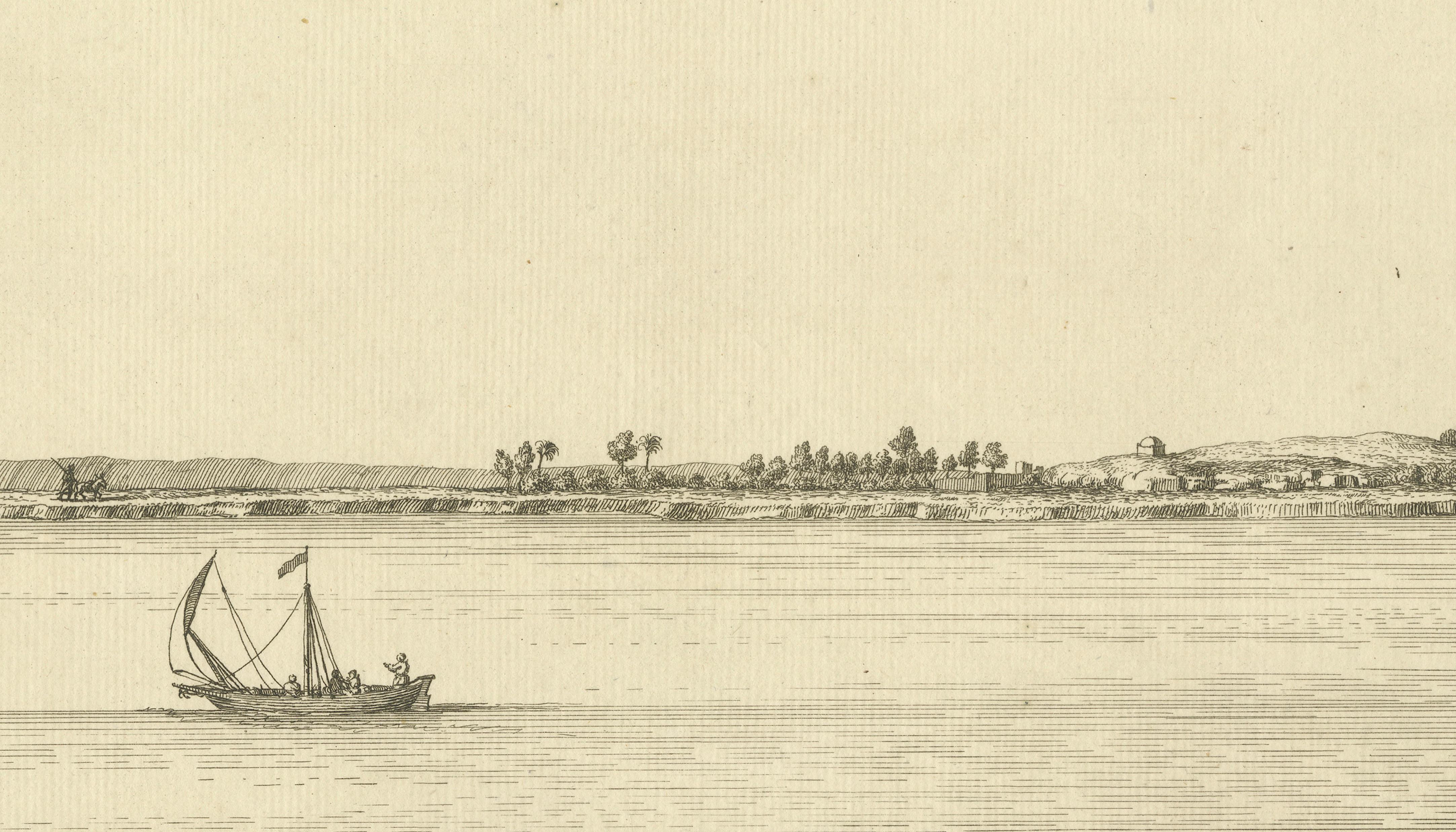 View of the Village of Schub, Nile Egypt – Norden Copper Engraving 1755