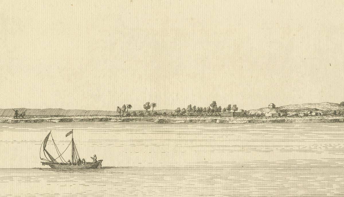 View of the Village of Schub, Nile Egypt – Norden Copper Engraving 1755