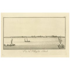 View of the Village of Schub, Nile Egypt – Norden Copper Engraving 1755