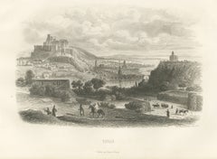 View of Tiflis, Tbilisi, Georgia, Antique Steel Engraving, 1859