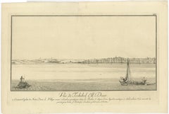 Veduta di Tschibel el Deïr sul Nilo, incisione in rame, CIRCA 1755