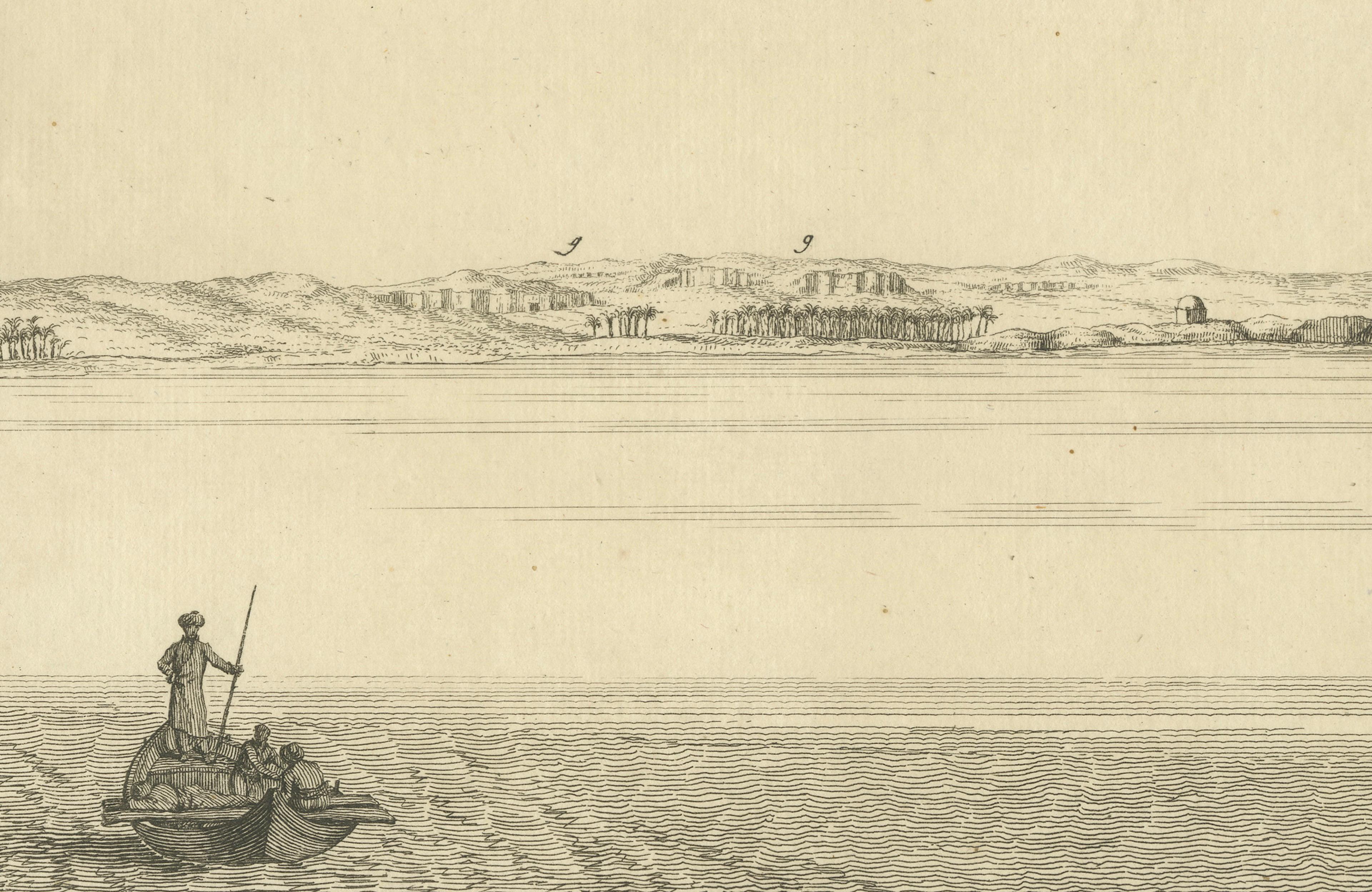 View of Tschibel el Deïr on the Nile, Copper Engraving, Circa 1755