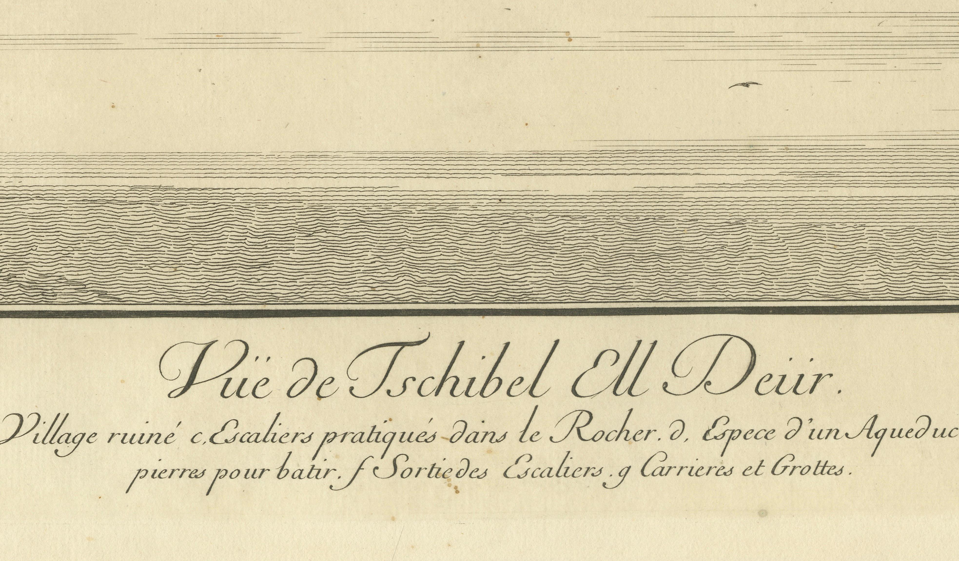 View of Tschibel el Deïr on the Nile, Copper Engraving, Circa 1755