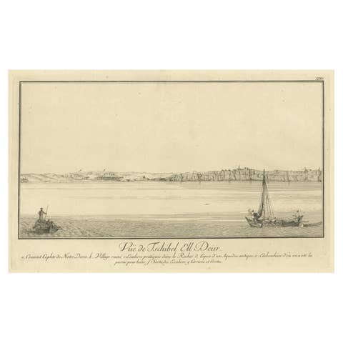 View of Tschibel el Deïr on the Nile, Copper Engraving, Circa 1755