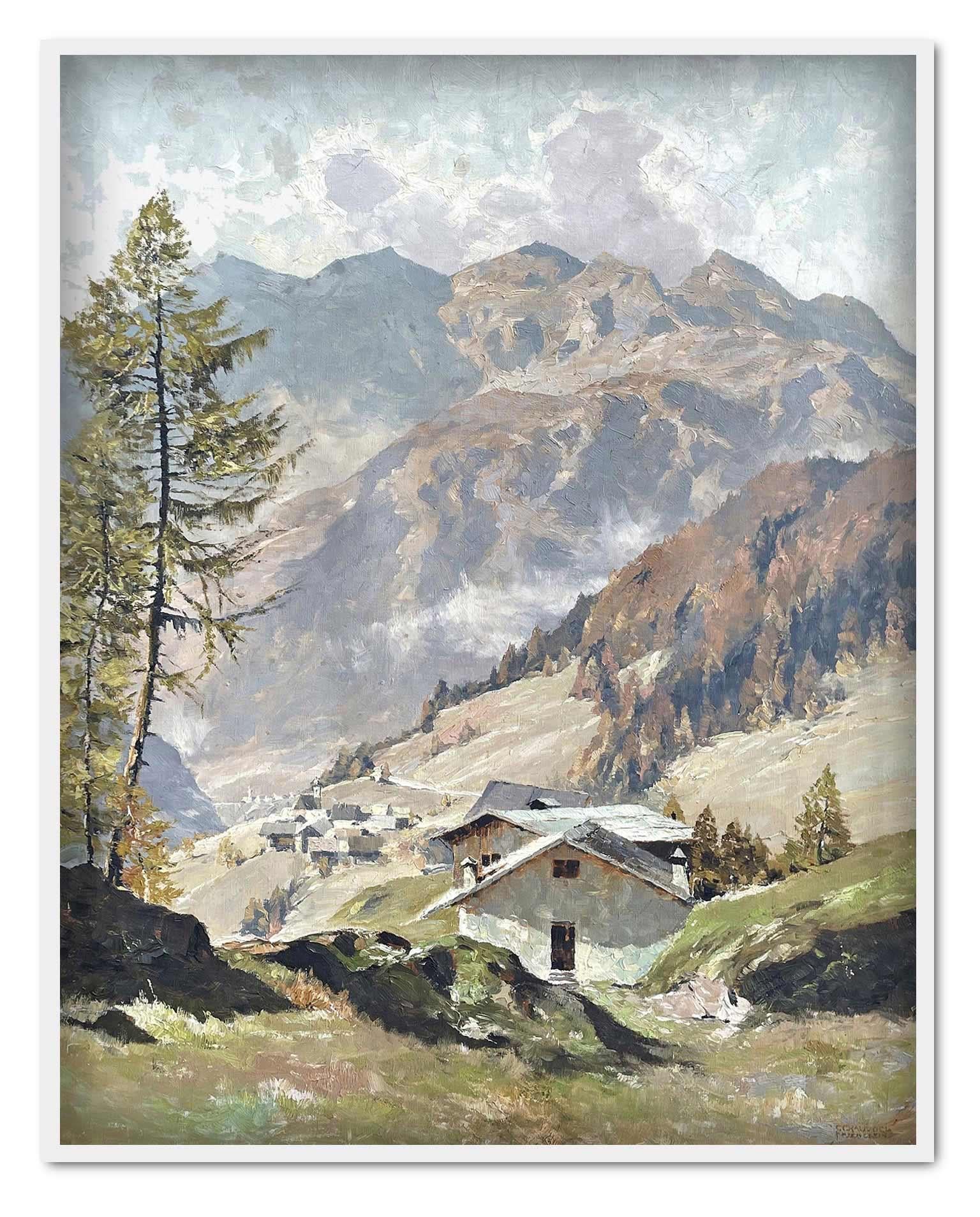 View of Val Gardena Italian Dolomites Oil on Canvas by Georg Grauvogl  10