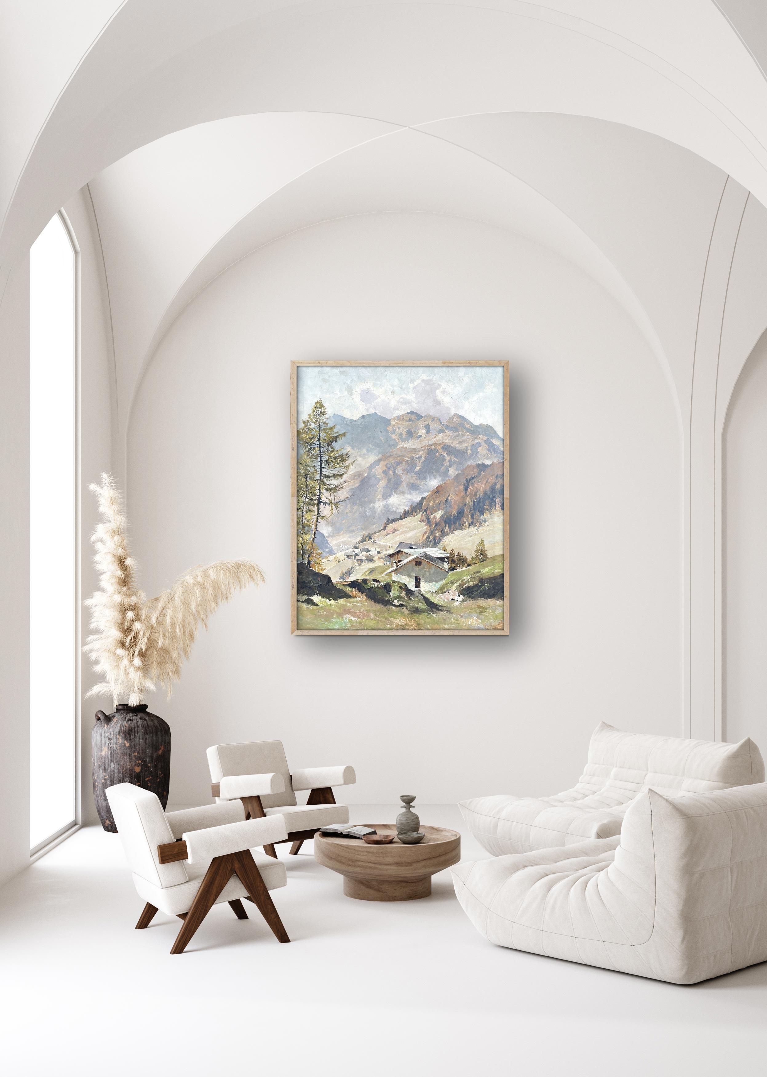 Oiled View of Val Gardena Italian Dolomites Oil on Canvas by Georg Grauvogl 