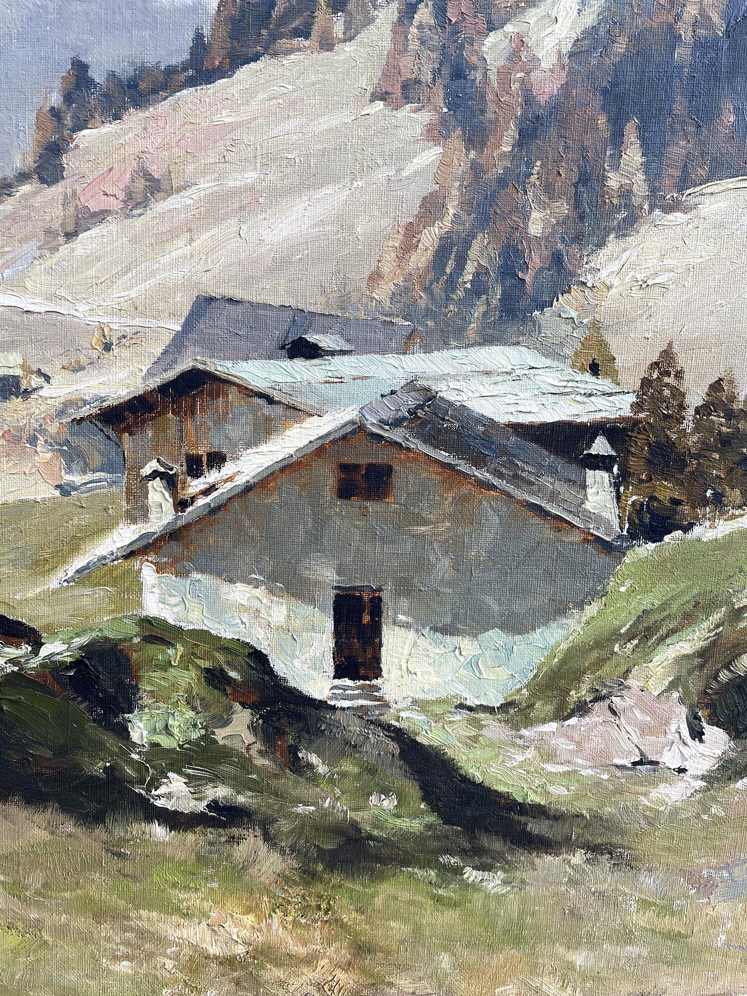 Mid-20th Century View of Val Gardena Italian Dolomites Oil on Canvas by Georg Grauvogl 
