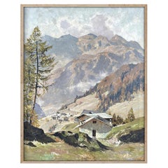 View of Val Gardena Italian Dolomites Oil on Canvas by Georg Grauvogl 