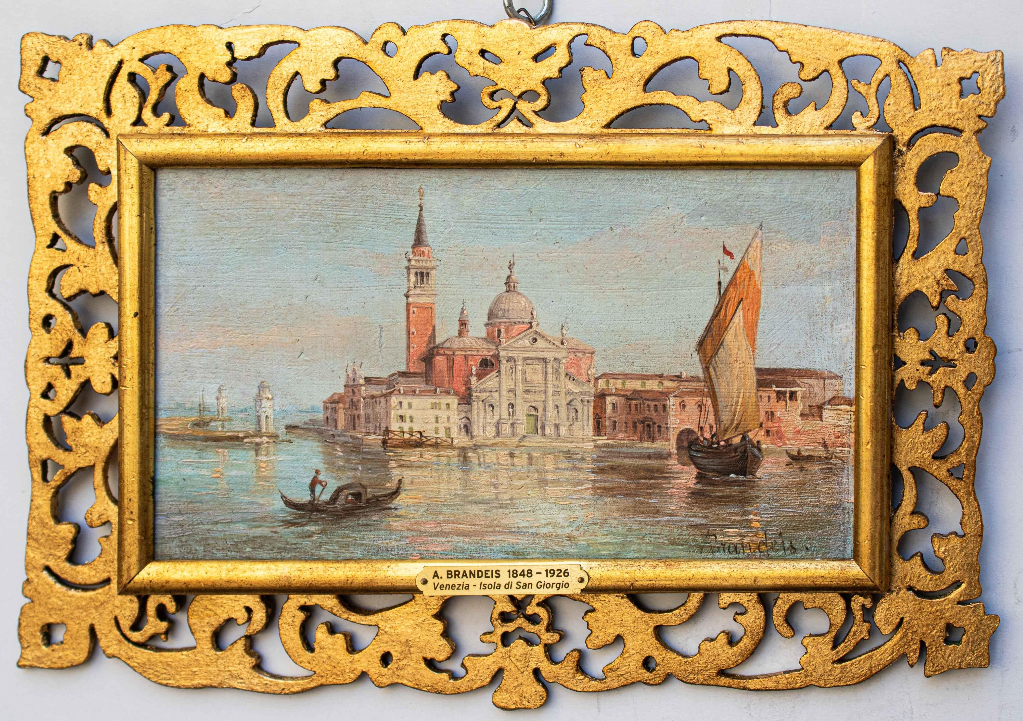 Antonietta Brandeis (Miskovice, January 13, 1848 - Florence, March 20, 1926)
View of San Giorgio
Oil on panel, 12.5 x 22.5 cm - Frame 14 x 24.5 cm
Signed ABrandeis lower left

The view of the island of San Giorgio, with the Palladian