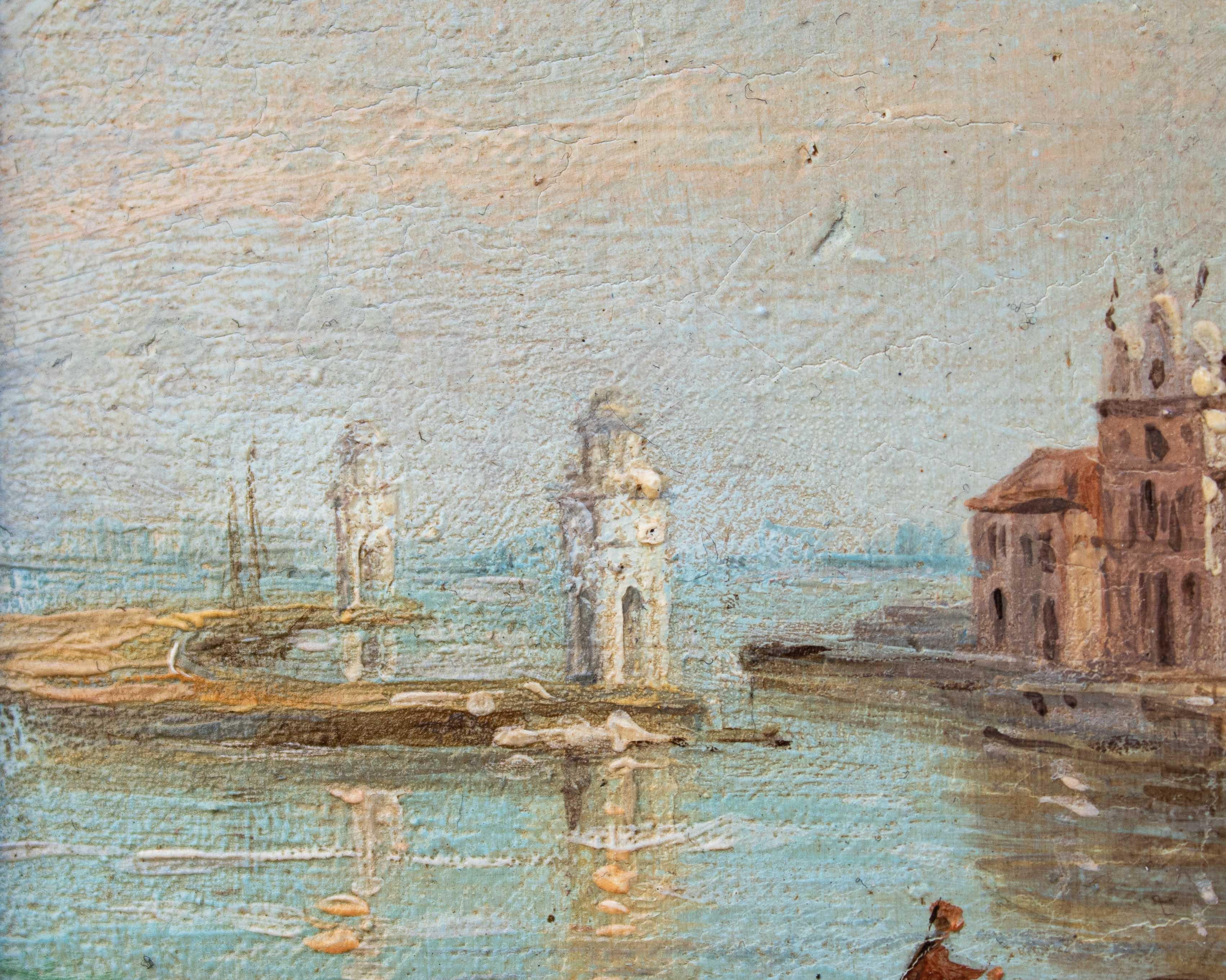 Mid 18th Century View of Venice Painting Antonietta Brandeis Board Oil Paint 2