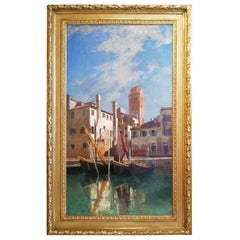 View of Venice with the Bell Tower of the Basilica dei Frati, Oil Painting