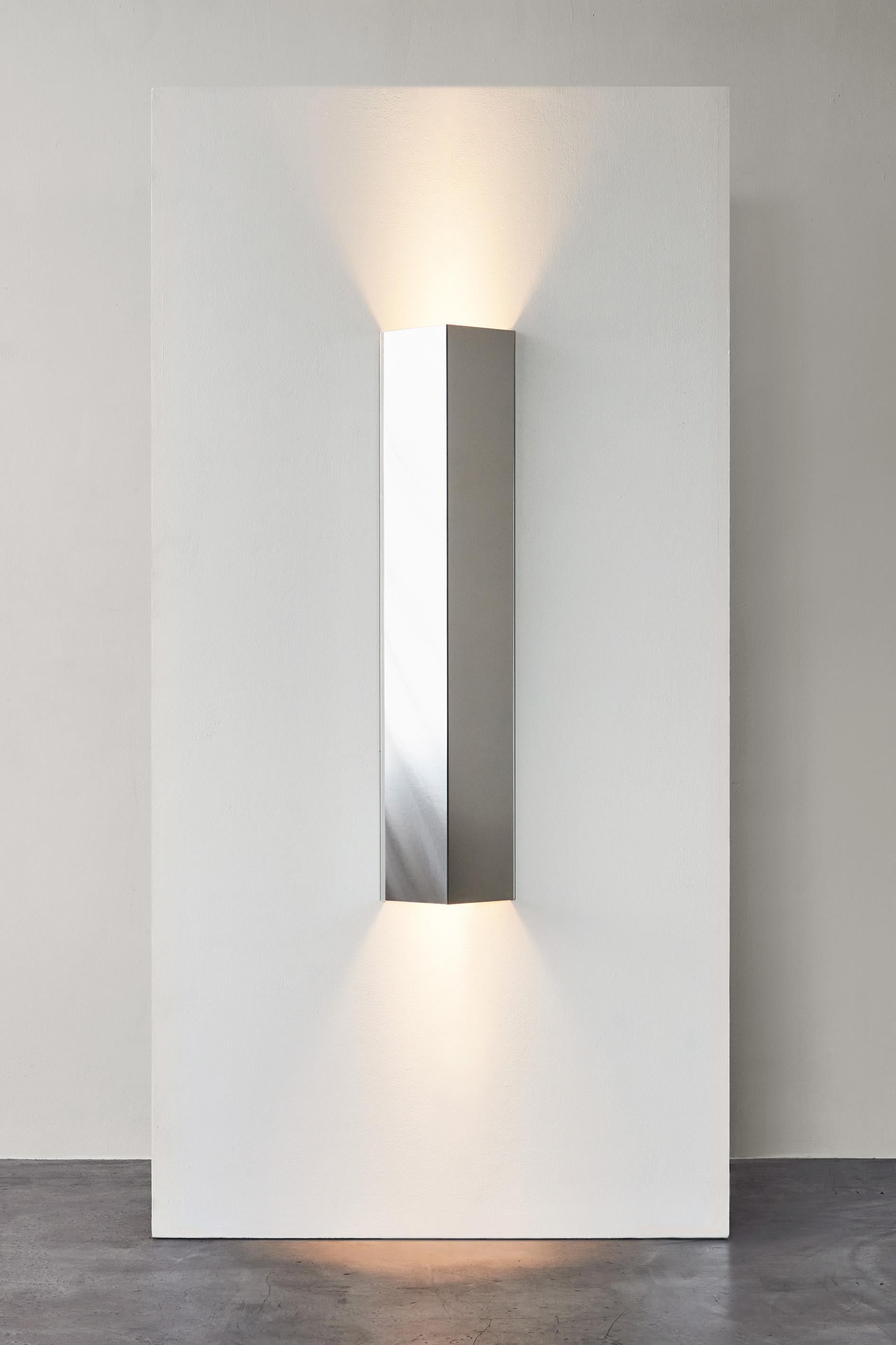 Minimalist View Shard Mirrored Glass Wall Sconce by Caroline Chao, 'Hardwired Version' For Sale