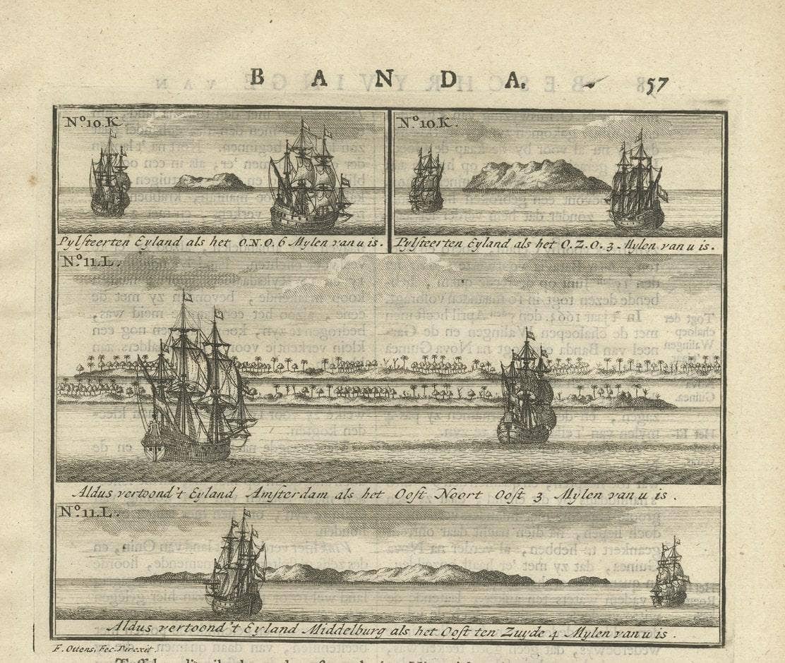 Views of Amsterdam, Middelburg and Pylsteerten Island, Indonesia, 1726