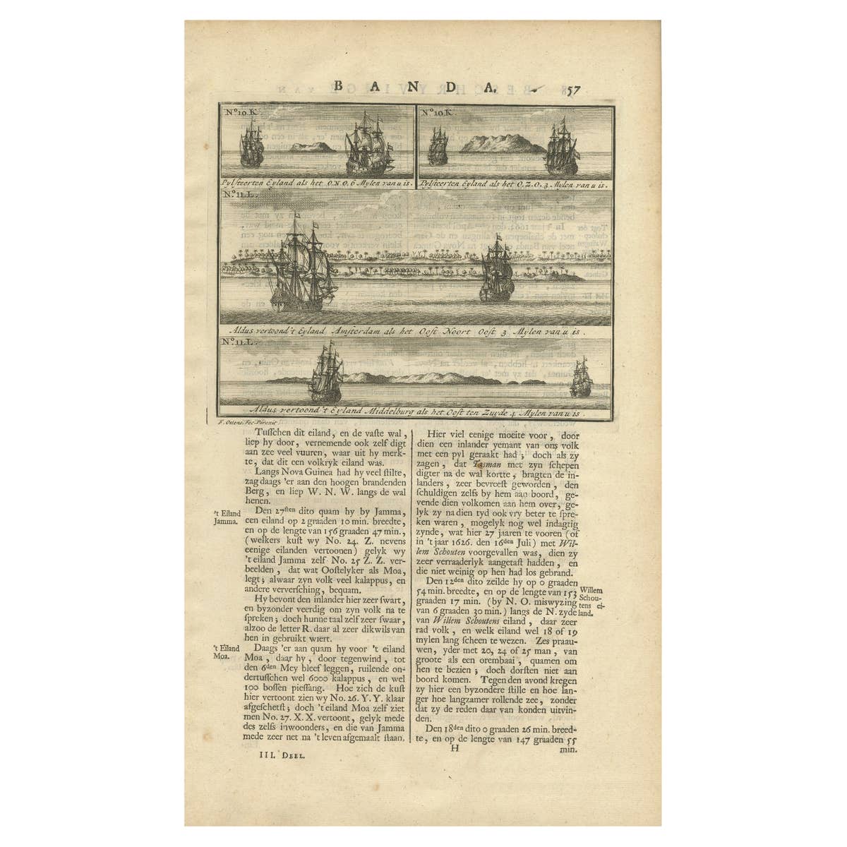 Views of Amsterdam, Middelburg and Pylsteerten Island, Indonesia, 1726