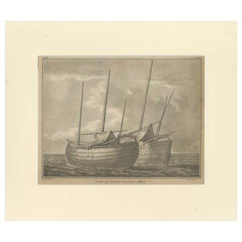 Views of Dutch Vessels – Maritime Engraving after 1684 Drawing, Published 1802