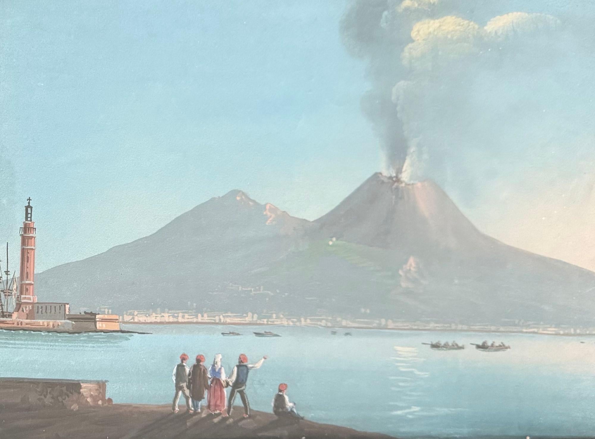 Vues d'un volcan éruptant, gouache sur papier, fin du 19e siècle en vente 5