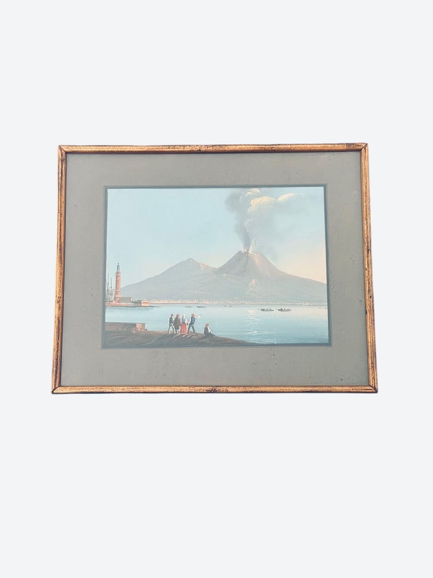 Vues d'un volcan éruptant, gouache sur papier, fin du 19e siècle en vente 9