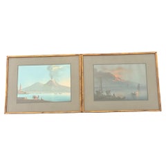 Views of Erupting Volcano, Gouache auf Papier, spätes 19. Jahrhundert