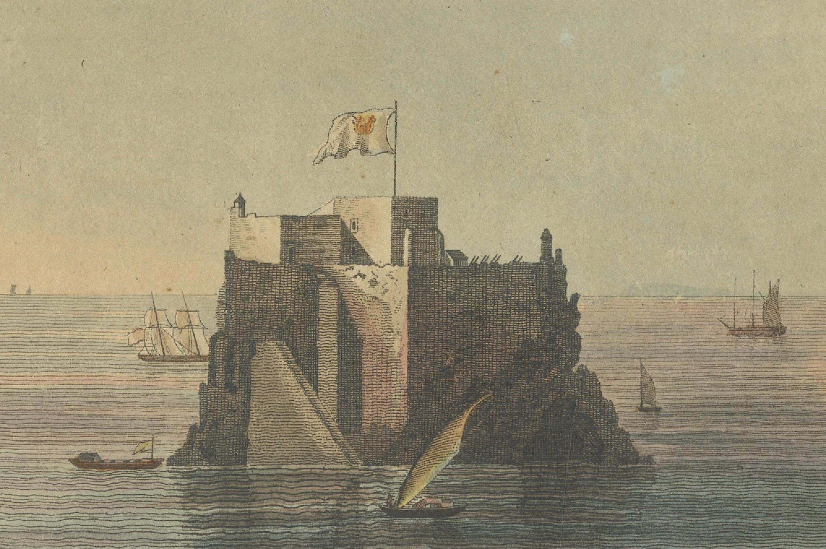 Ansichten von Funchal und Fort Loo, Madeira - Handkolorierter Druck aus Bertuch, um 1800 (Frühes 19. Jahrhundert) im Angebot