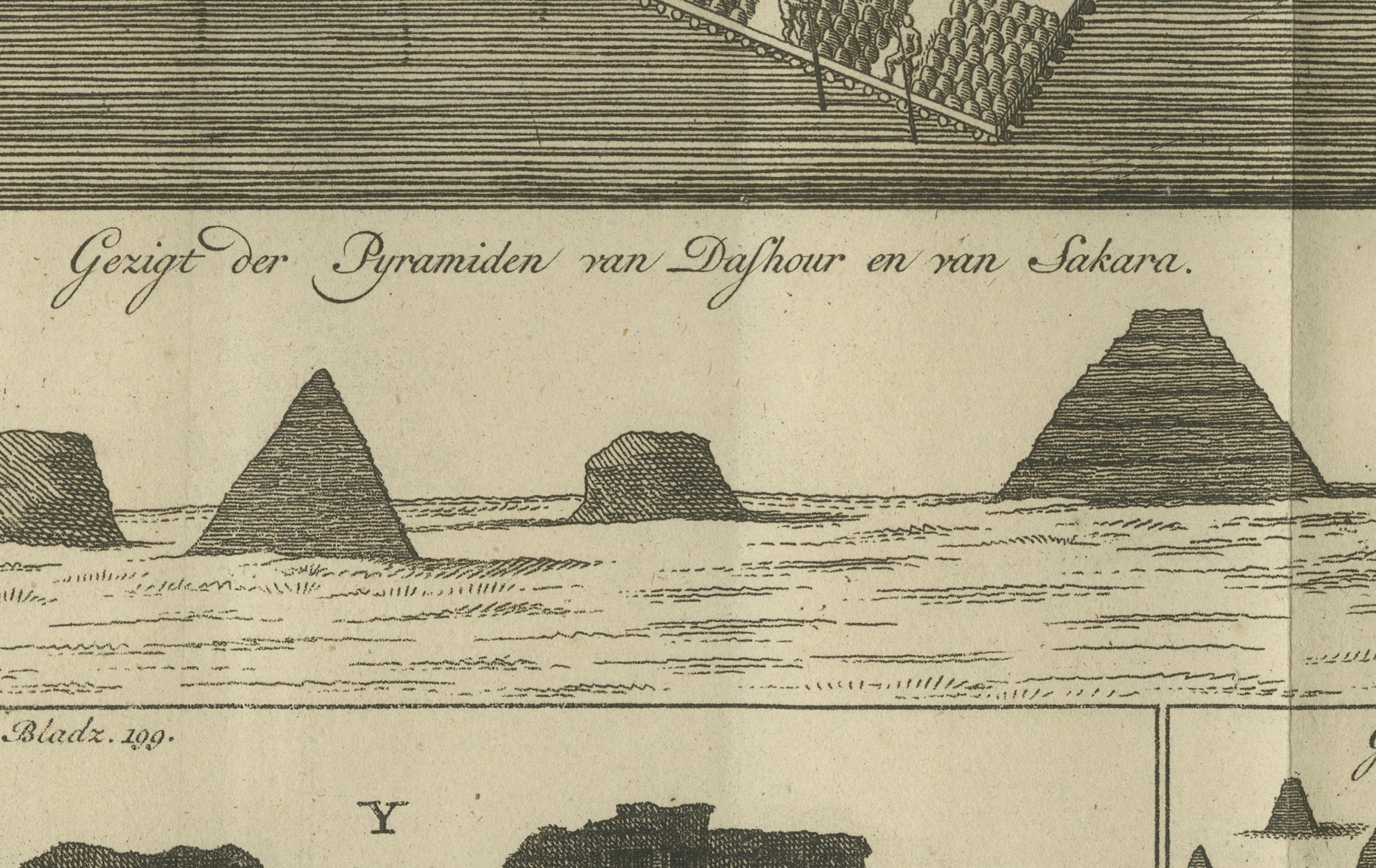 Ansichten der Pyramiden von Saqqara, Dahschur und Theben mit dem antiken Babylon - um 1710 (18. Jahrhundert) im Angebot