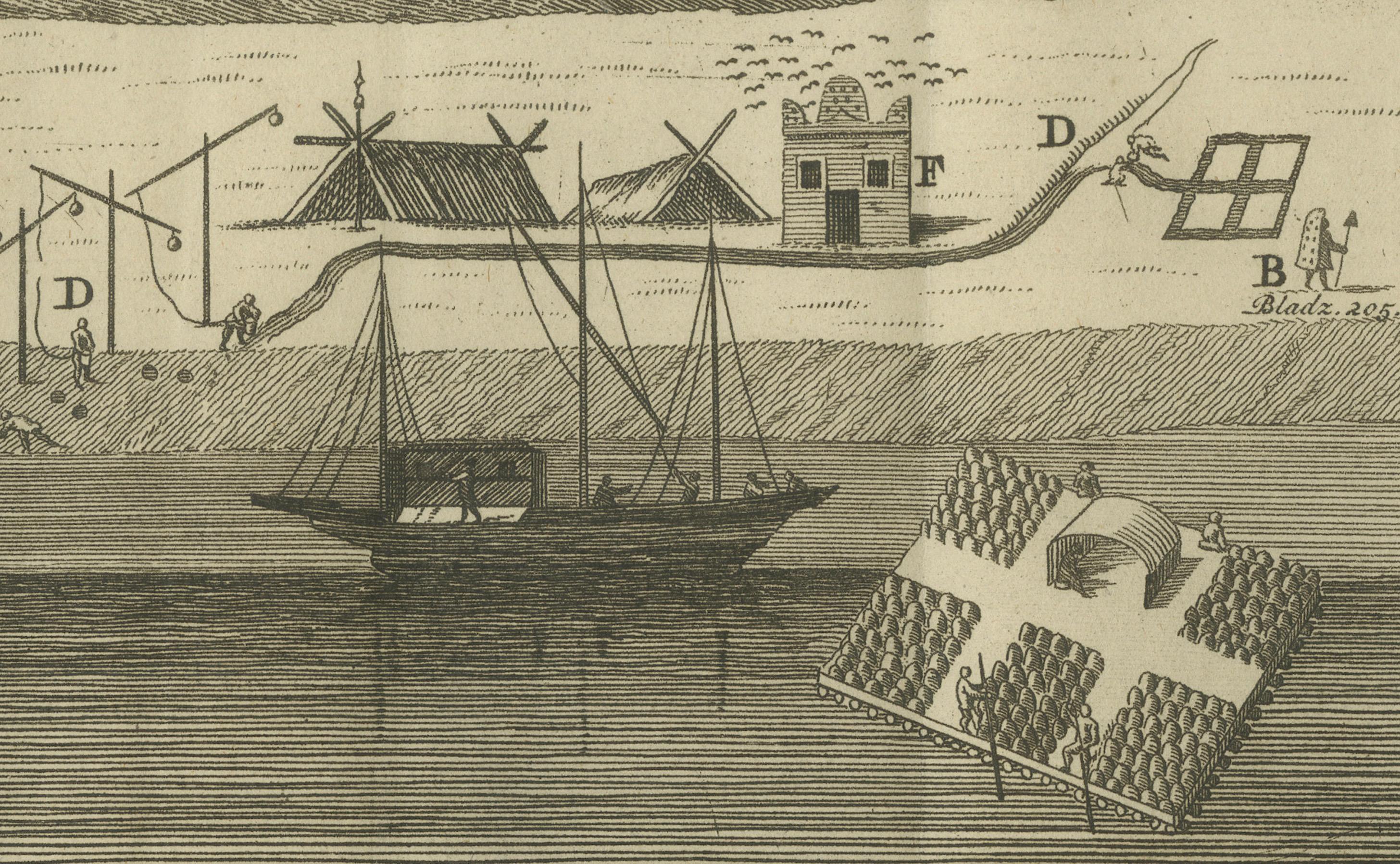 Ansichten der Pyramiden von Saqqara, Dahschur und Theben mit dem antiken Babylon - um 1710 (Papier) im Angebot