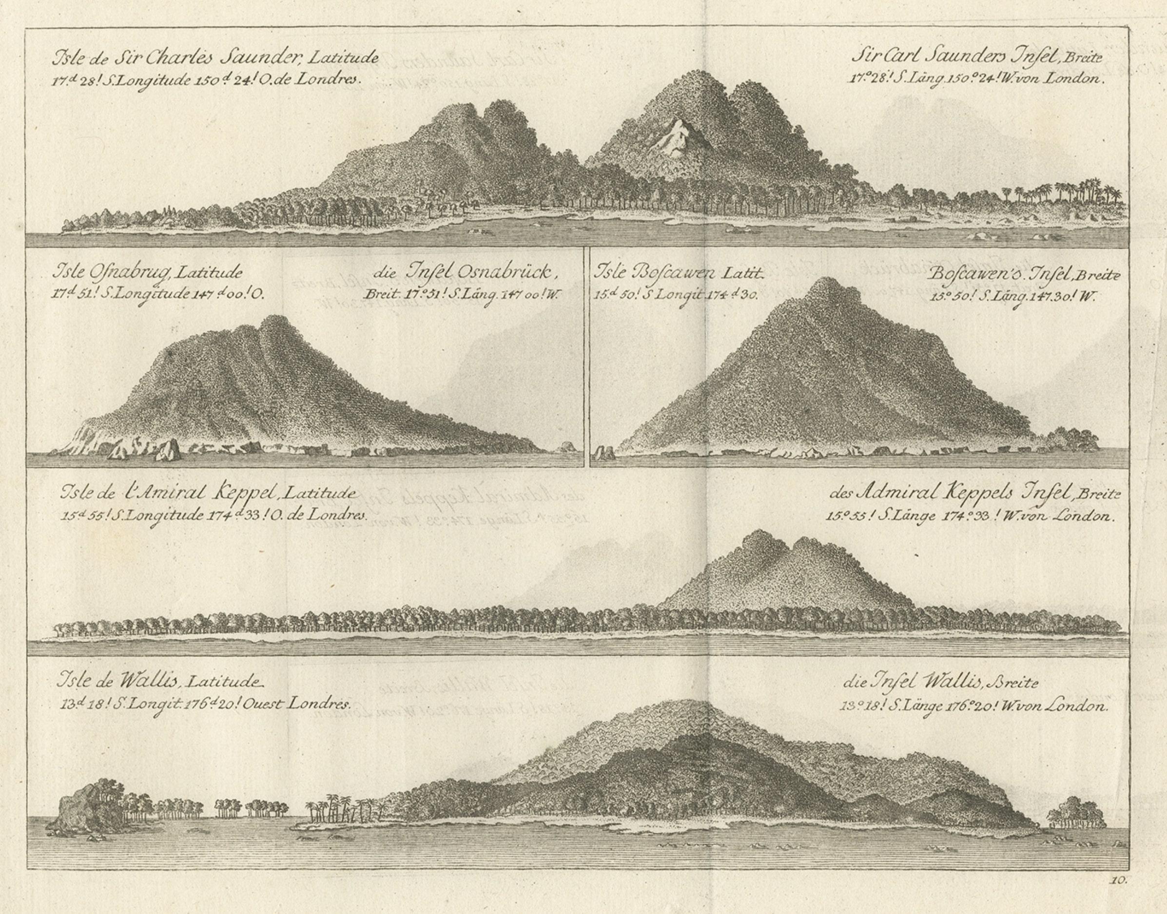 Views of Saunders, Osnaburg, Boscawens, Admiral Keppel's & Wallis Island, c.1774 In Good Condition For Sale In Langweer, NL