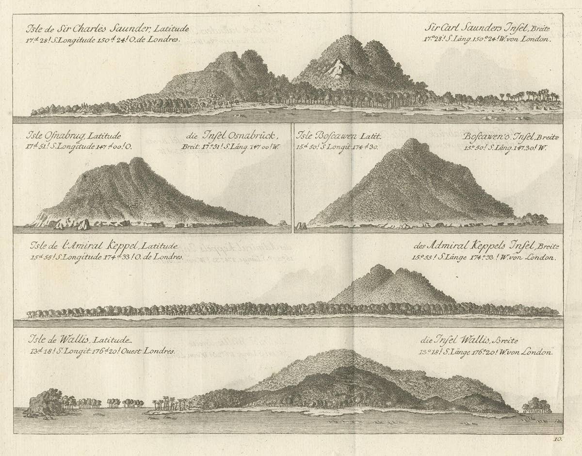 Views of Saunders, Osnaburg, Boscawens, Admiral Keppel's & Wallis Island, c.1774