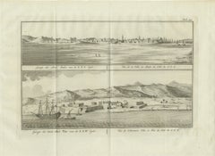 Ansichten von Suez und der Altstadt von Tor am Roten Meer, antiker Stich, 1776