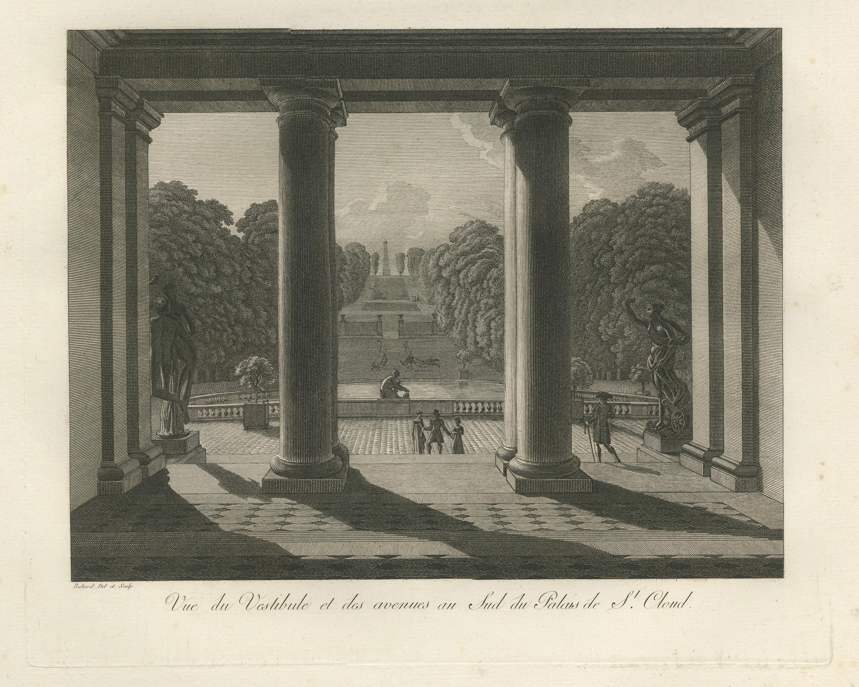 Views of the Gardens and Vestibule of Saint-Cloud Palace by Baltard, 1803