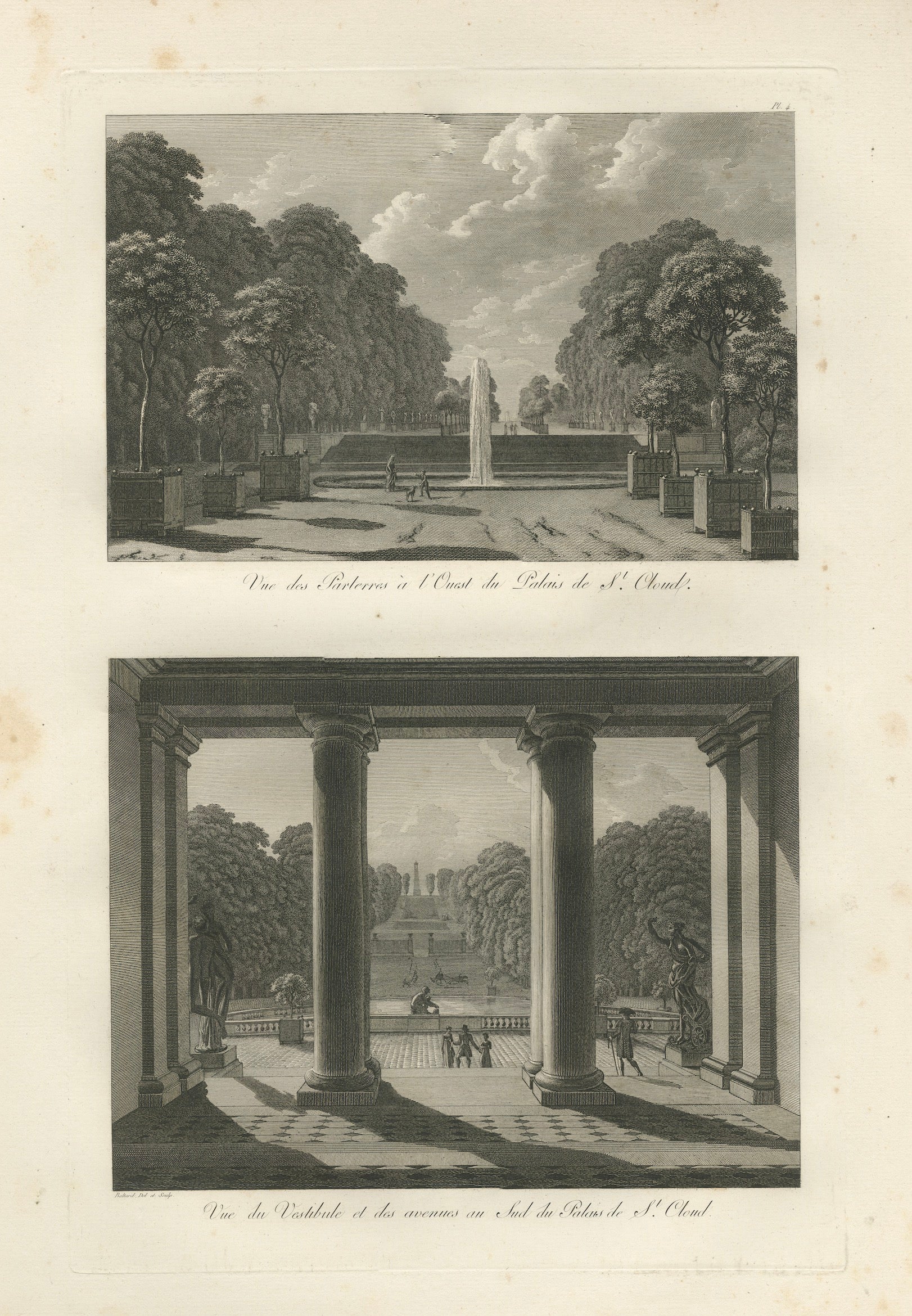 Views of the Gardens and Vestibule of Saint-Cloud Palace by Baltard, 1803